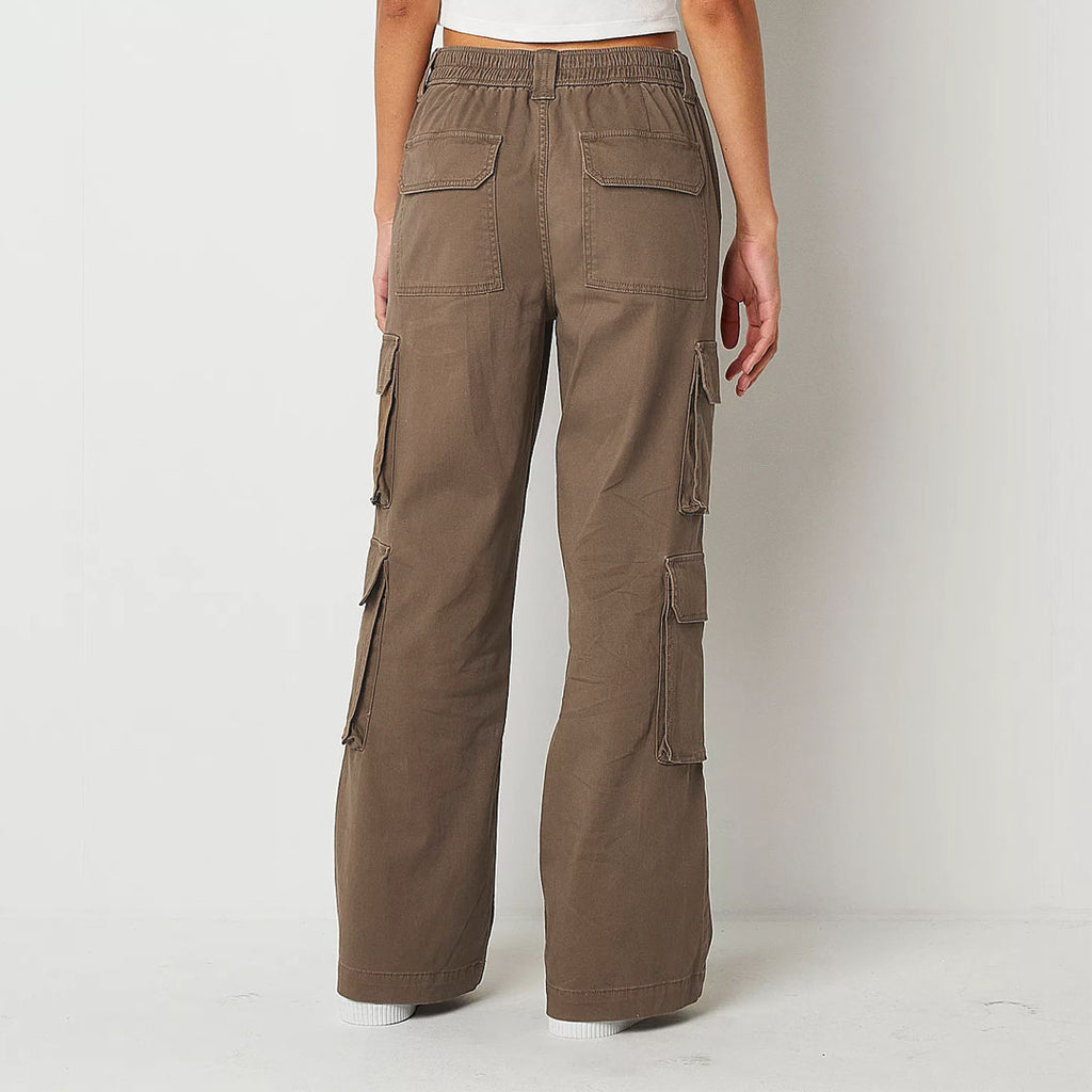 arzna straight leg brown cargo pant for women