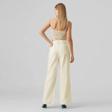on-ly wide leg high rise stretchable off-white jeans for women