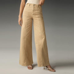 meve wide leg Crop Clean-Seamed skin cotton jeans for women