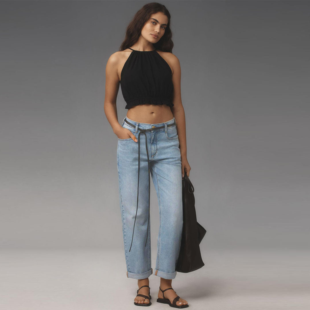 plcro Baggy Slim Boyfriend High-Rise Relaxed Jeans for women