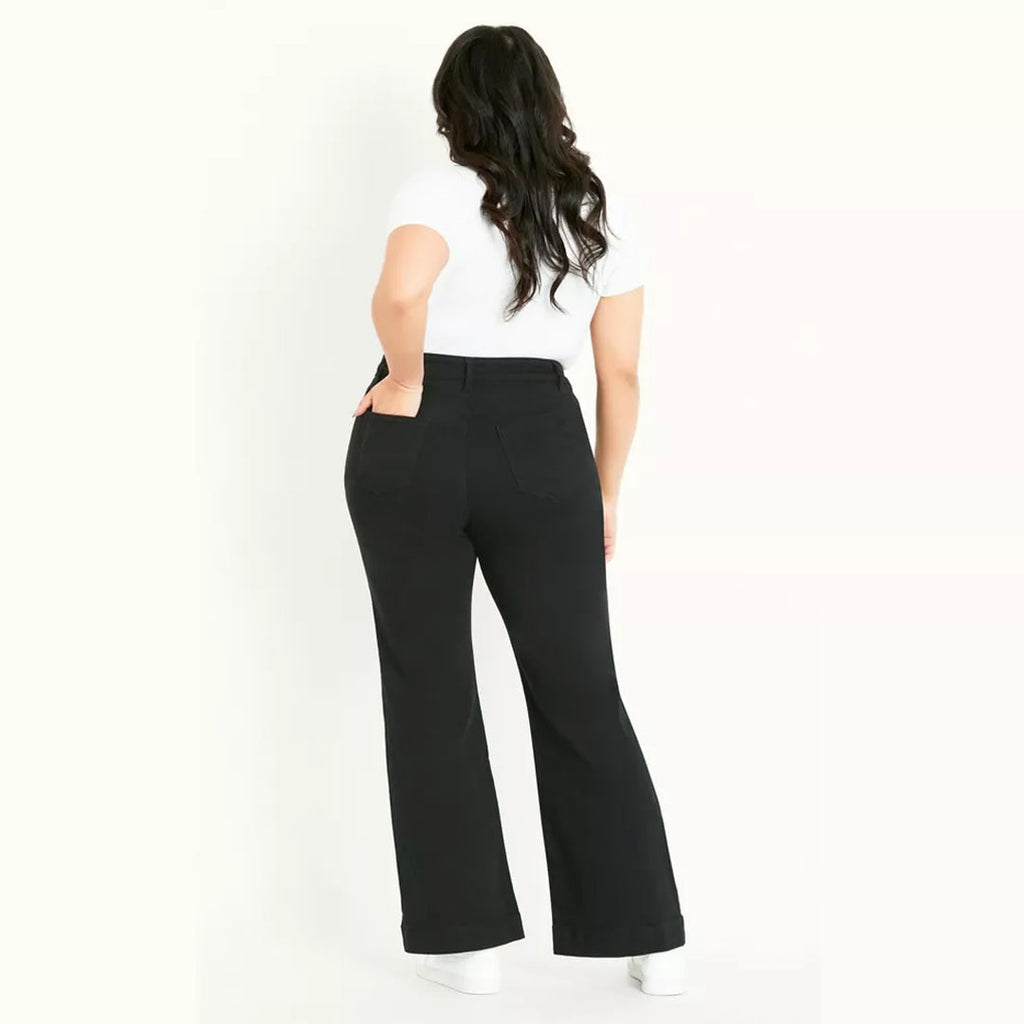evns bootcut stretchable jet black bottom slit jeans for women
