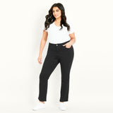 evns straight fit stretchable jet black jeans for women