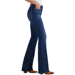 wrnglr bootcut stretchable mid blue jeans for women