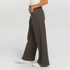 on-ly wide leg high rise stretchable brown jeans for women