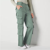 arzna straight leg sea green cargo pant for women