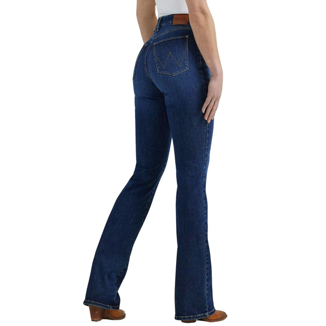 wrnglr bootcut stretchable mid blue jeans for women