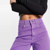 on-ly wide leg high rise stretchable purple jeans for women