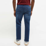 mstang slim straight stretchable mid blue jeans for men