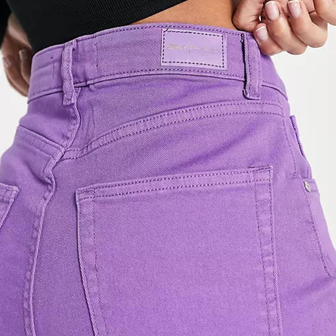 on-ly wide leg high rise stretchable purple jeans for women