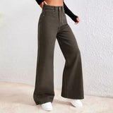 on-ly wide leg high rise brown stretchable jeans for women
