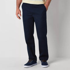 st jhn classic straight fit navy blue cotton pant for men