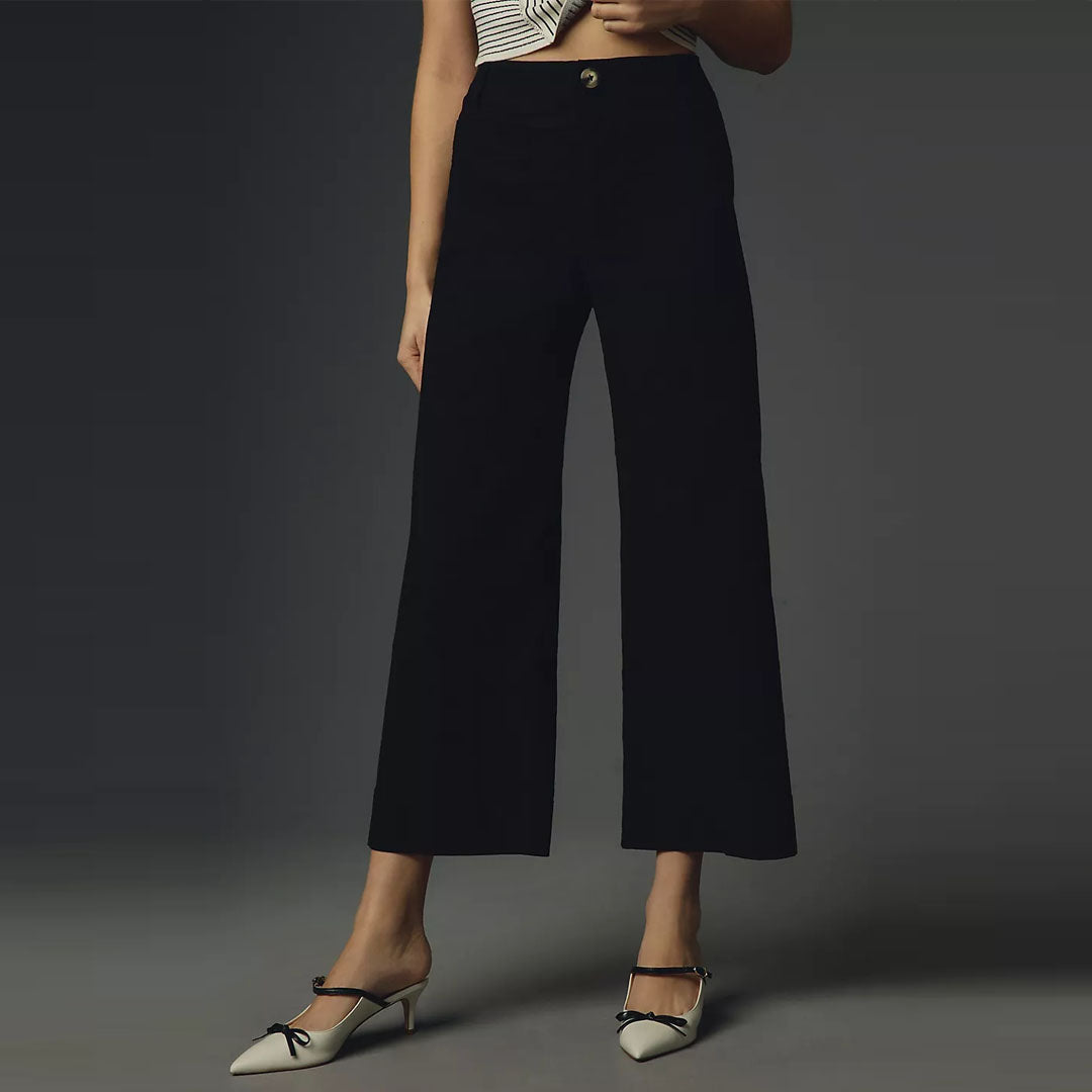 bgtele high rise culottes black cotton jeans