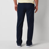 st jhn classic straight fit navy blue cotton pant for men