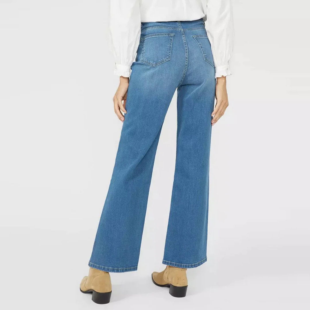 mantry high rise sky blue bootcut jeans for women