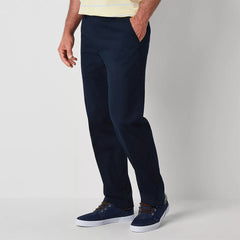 st jhn classic straight fit navy blue cotton pant for men