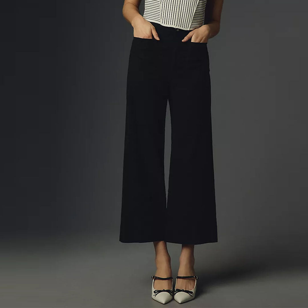 bgtele high rise culottes black cotton jeans