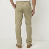 st jhn classic straight fit khaki cotton pant for men