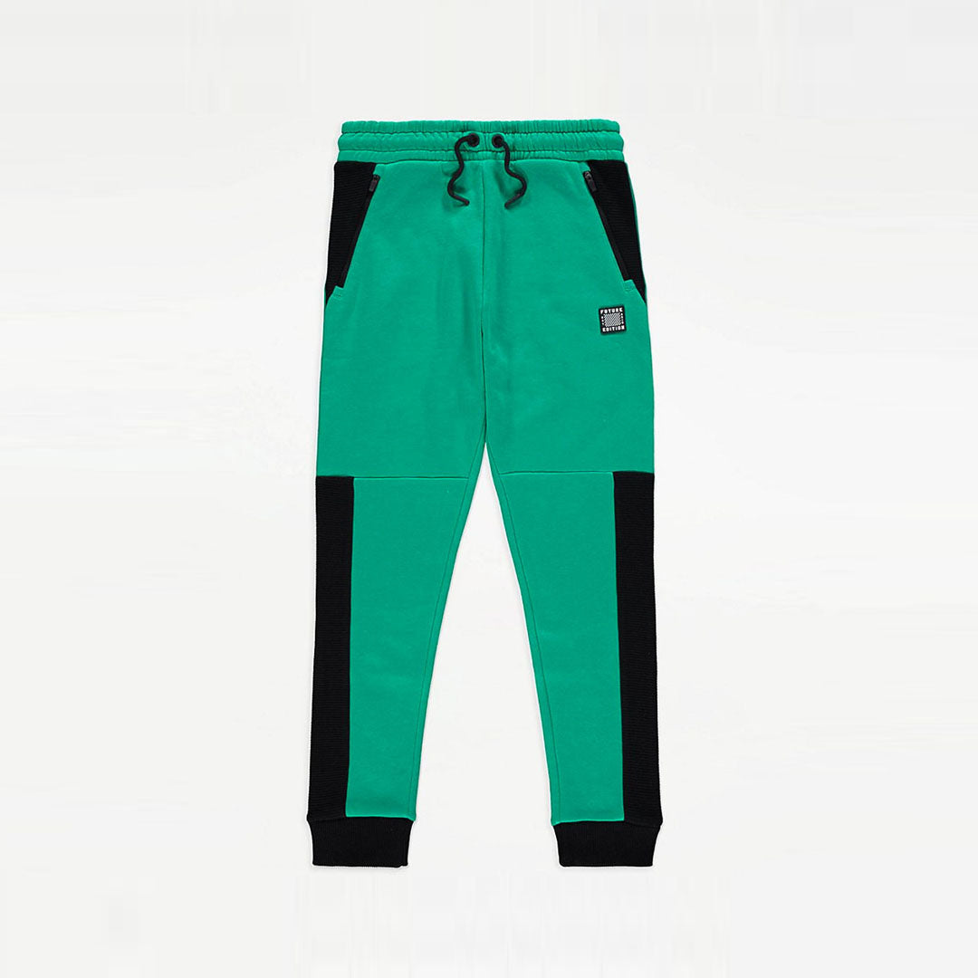 georg slim fit green with black penal jogger trouser for kids