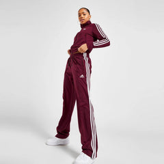 addi straight/loose bottom maroon side stripe with ankle zip trouser for women