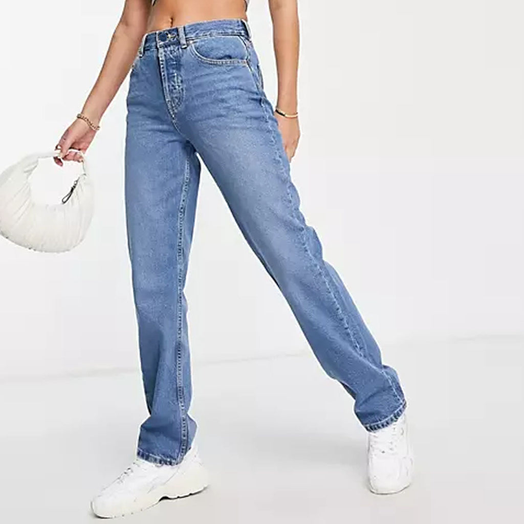 mstang straight fit stretchable mid blue ladies jeans