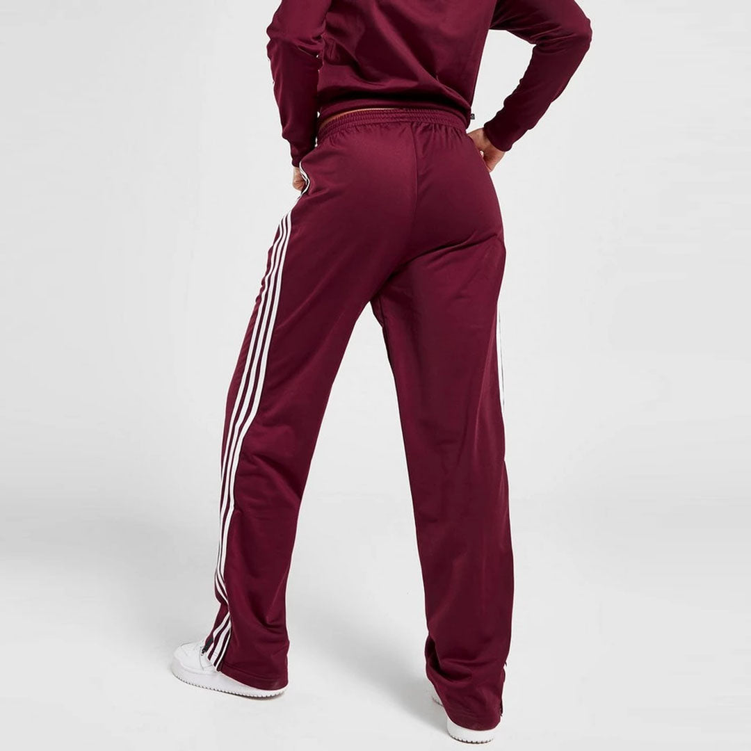 addi straight/loose bottom maroon side stripe with ankle zip trouser for women