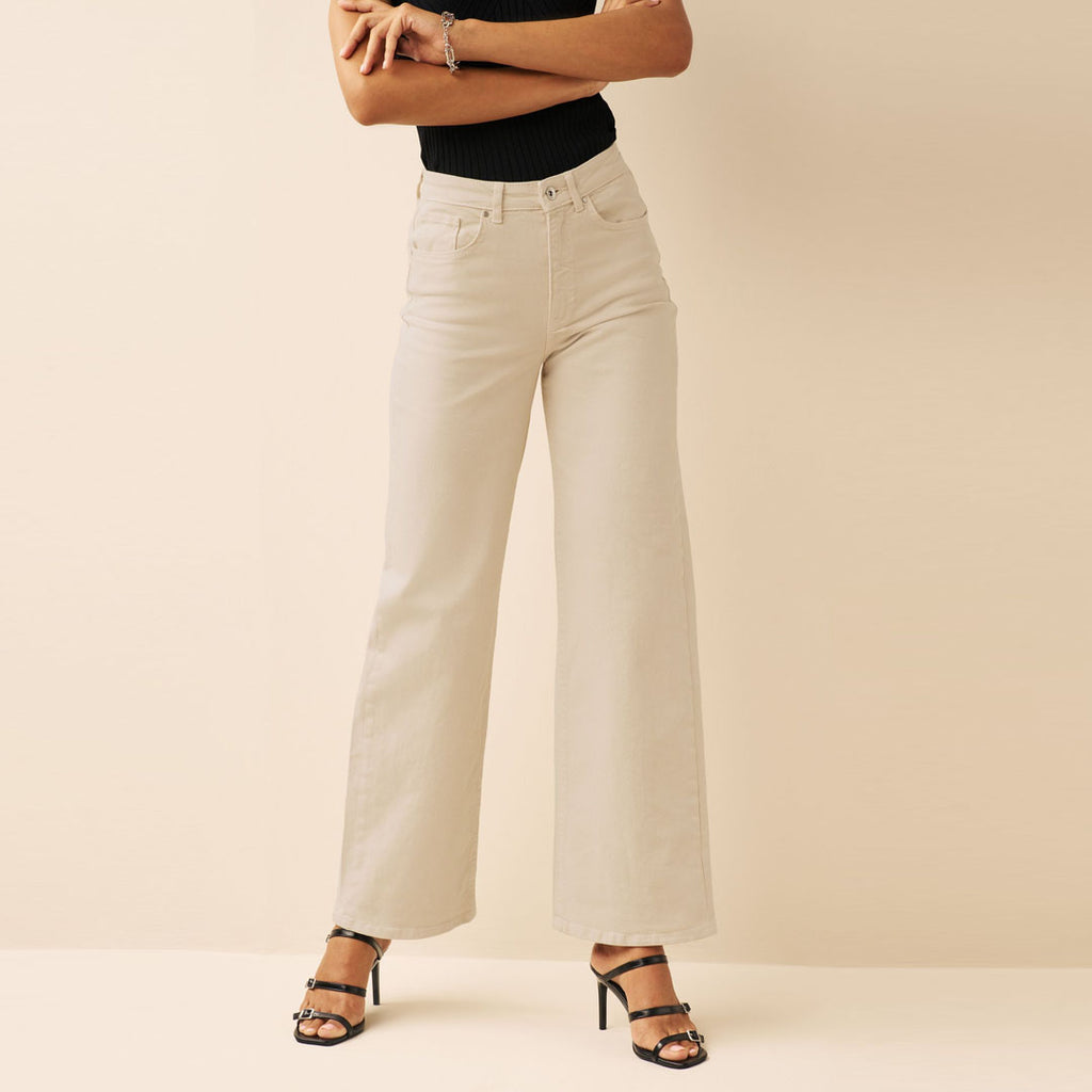 on-ly high rise stretchable skin wide leg jeans