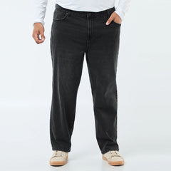 MS plus size straight fit faded black jeans for men