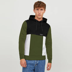 dnm dpt pullover multi color block green hoodies for men