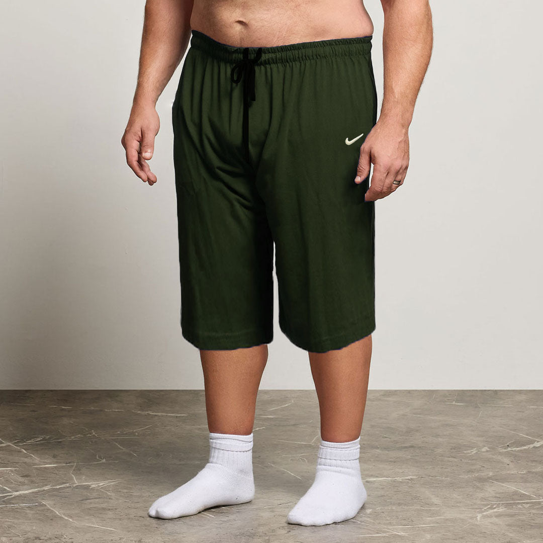 nke plus size men green jersey 3-Quarter Shorts for summer