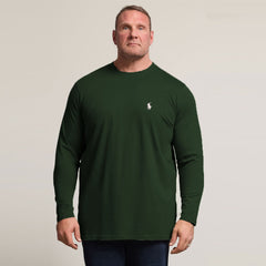 polo crew neck dark green full sleeve tee shirt for men