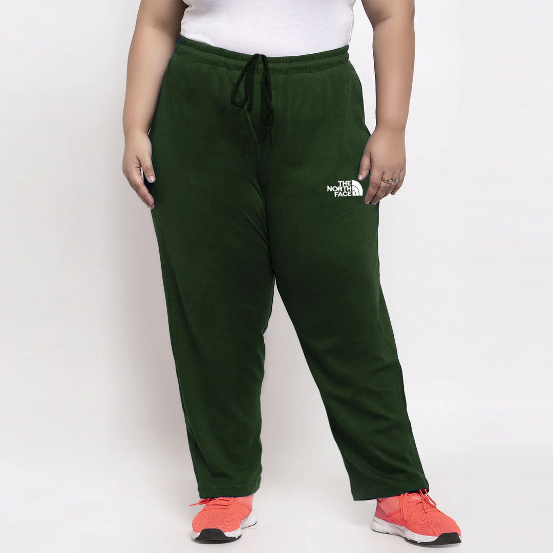 nrth face women straight/loose fit green plus size terry trouser for summer