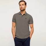 polo rplh regular fit embroidered brownish grey polo for men
