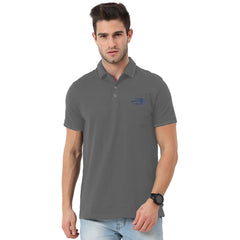 nrt fce regular/Slim fit embroidered logo dark grey polo for men