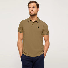 polo rplh regular fit embroidered khaki polo for men