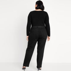 kibi slim fit stretchable black cotton jeans plus size for women