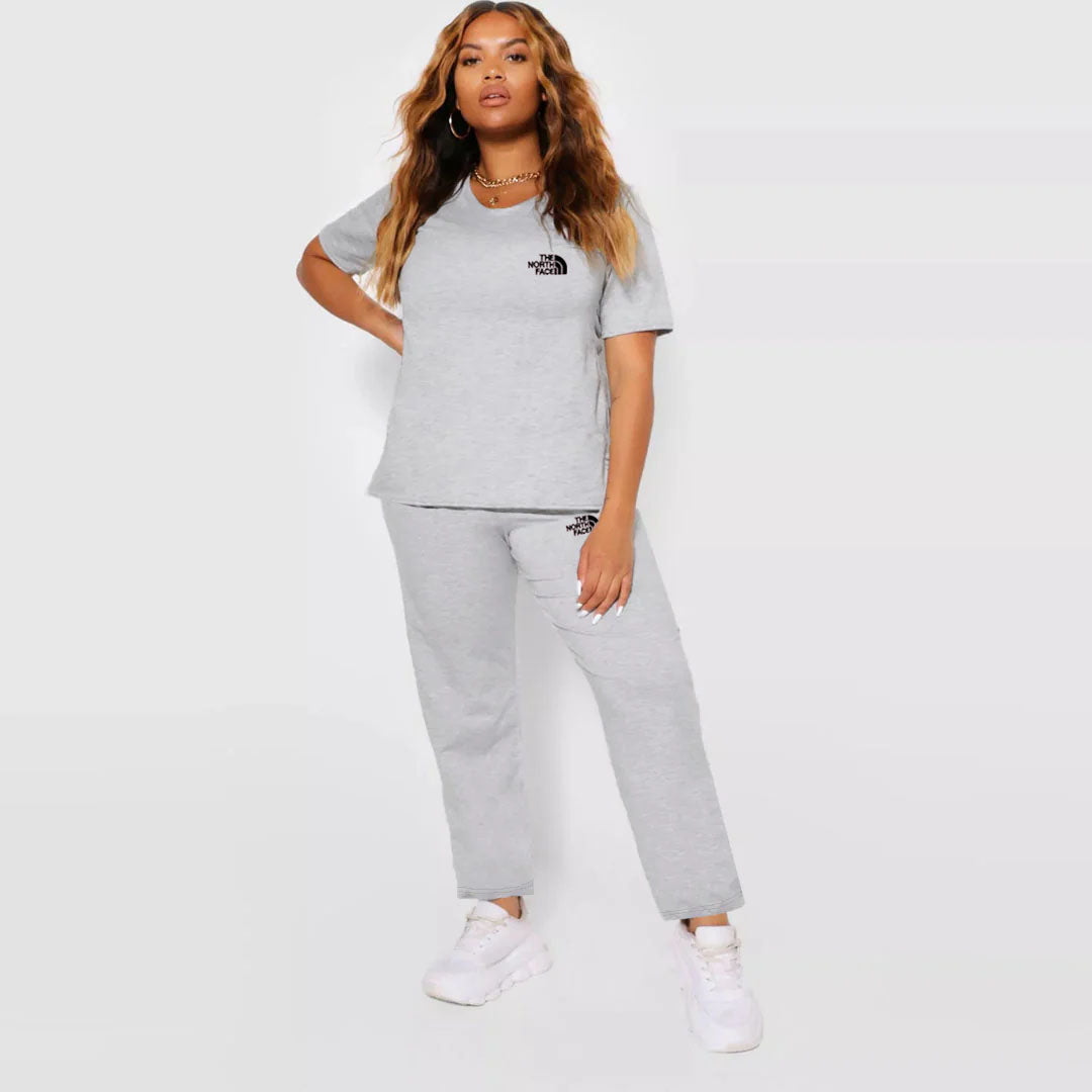 nrt face plus size navy light grey summer track suit for women