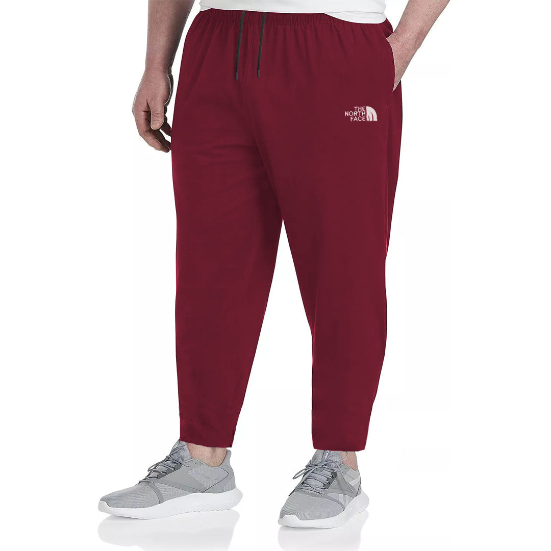 nrth face men slim fit maroon plus size terry trouser for summer