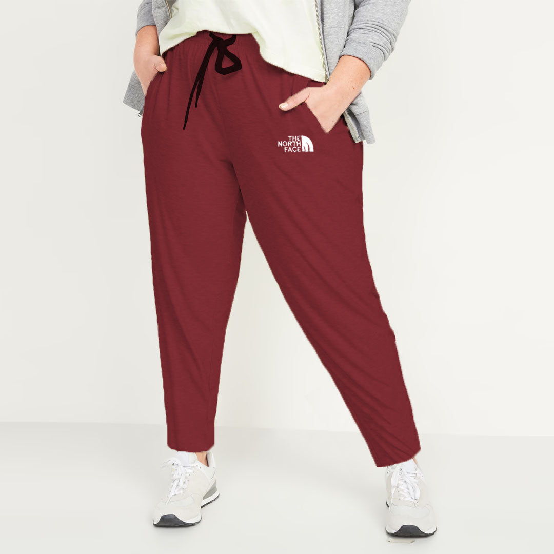 nrth face women slim fit maroon plus size terry trouser for summer