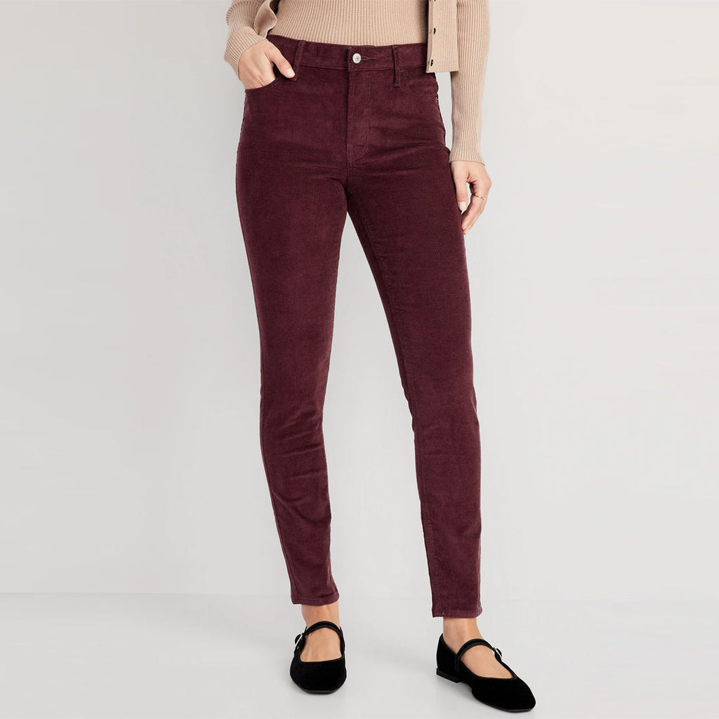 CA stretchable maroon corduroy jeans for women