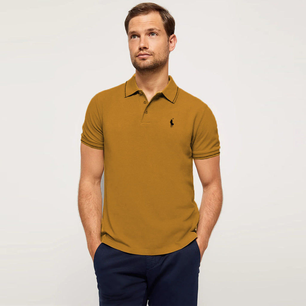 polo rplh regular fit embroidered mustered polo for men