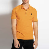 polo rplh regular fit embroidered mustard polo for men