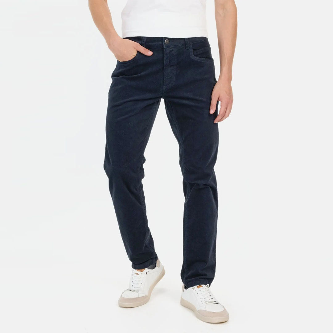 hotric Regular fit stretchable blue corduroy jeans for men