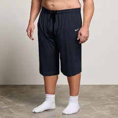 nke plus size men navy blue jersey 3-Quarter Shorts for summer