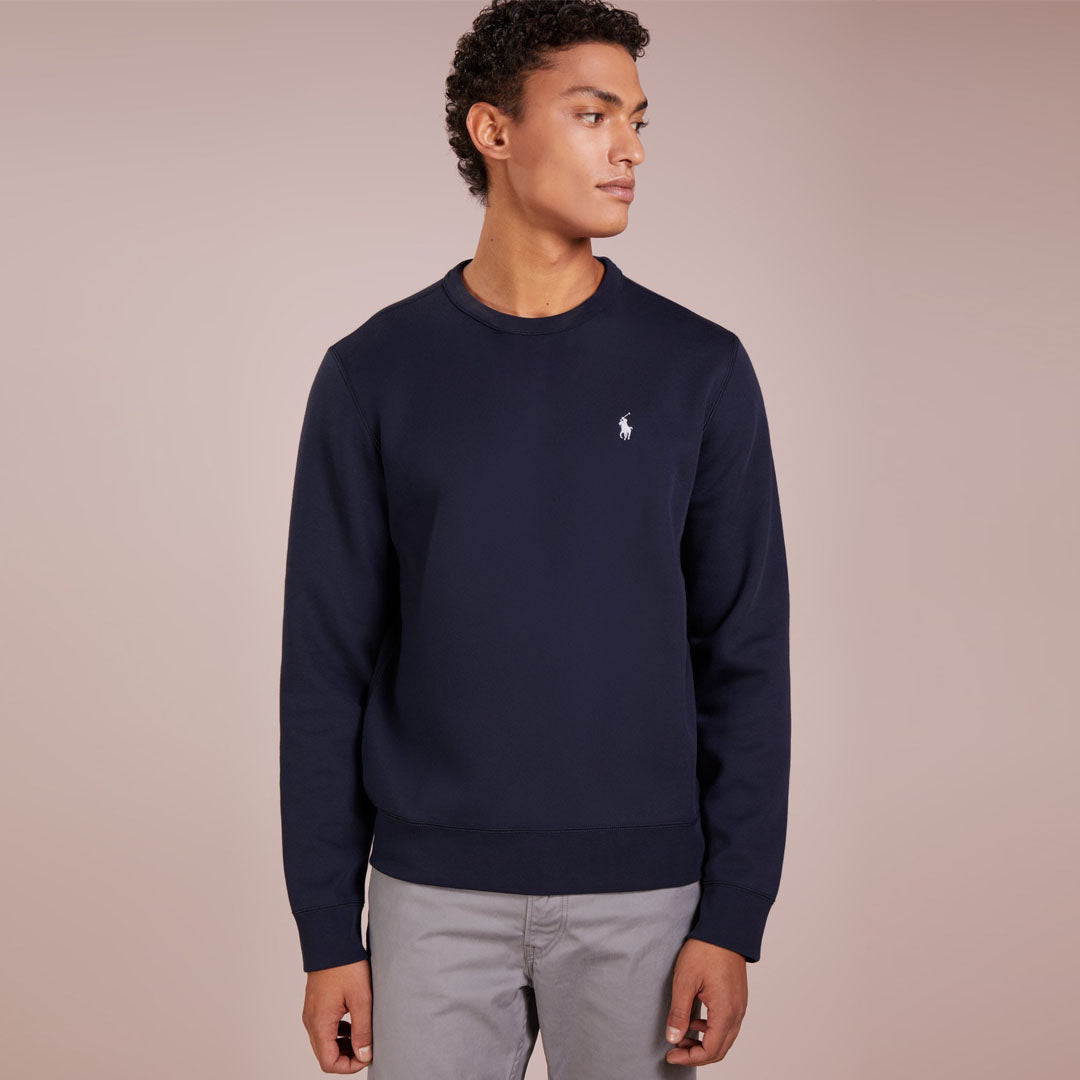 polo crew neck navy blue winter fleece sweat shirt for men