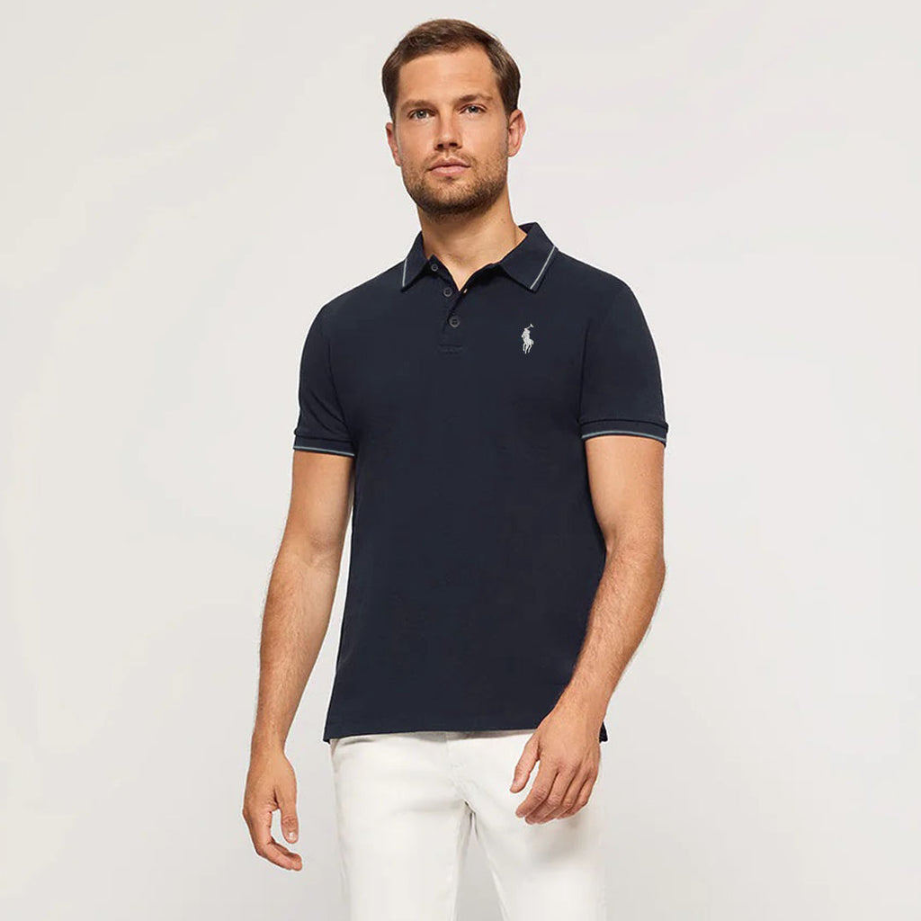 polo rplh regular fit embroidered navy blue polo for men