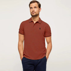 polo rplh regular fit embroidered dark orange polo for men