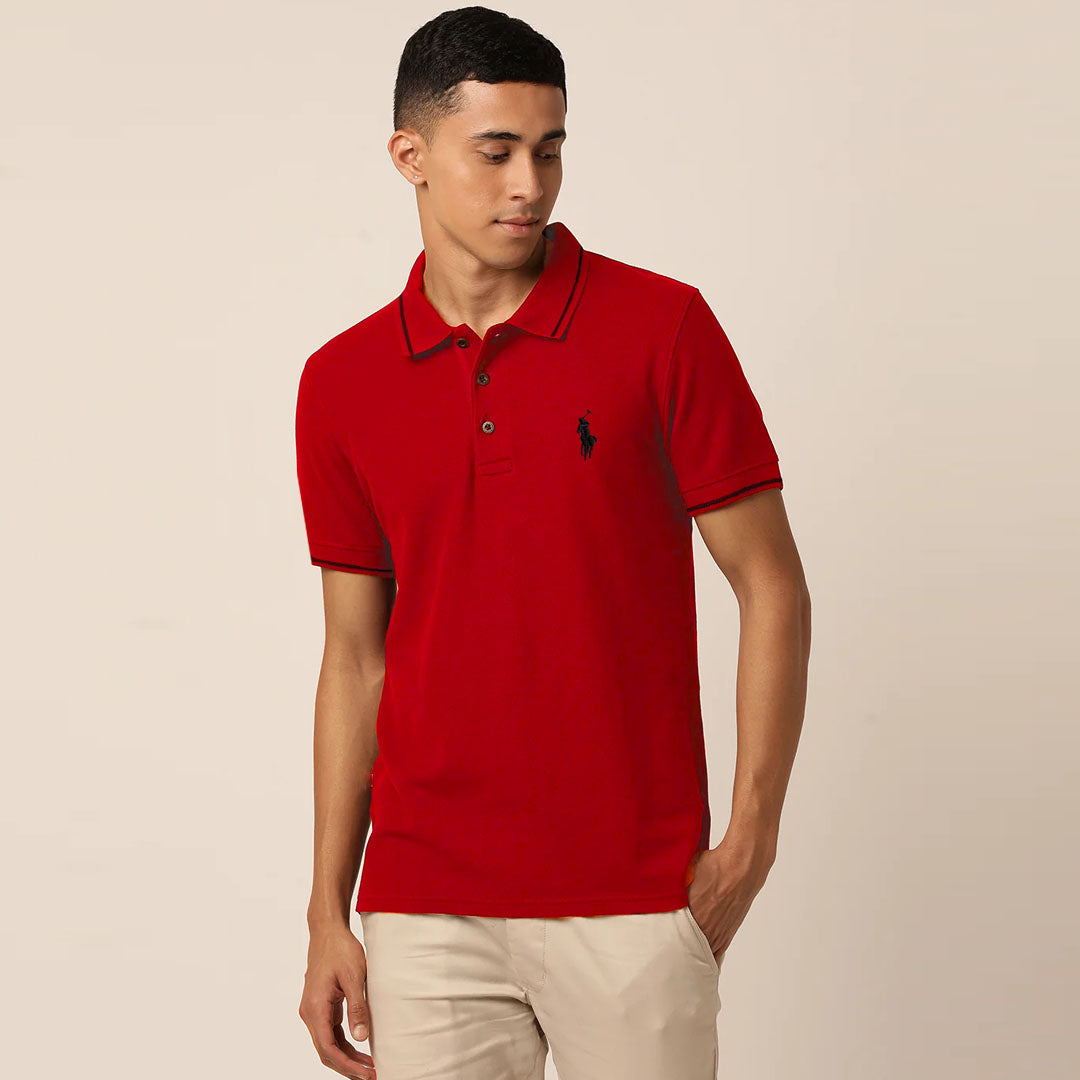 polo rplh regular fit embroidered red polo for men