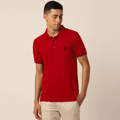 polo rplh regular fit embroidered red polo for men