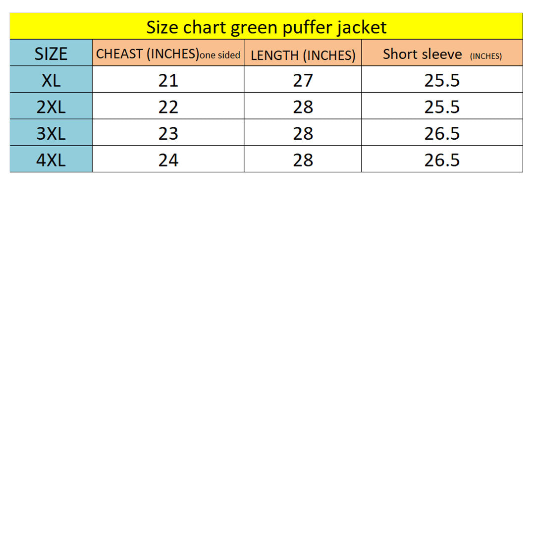 premium quality green imported unisex puffer jacket