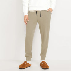 P&B slim fit beige waffle trouser for men